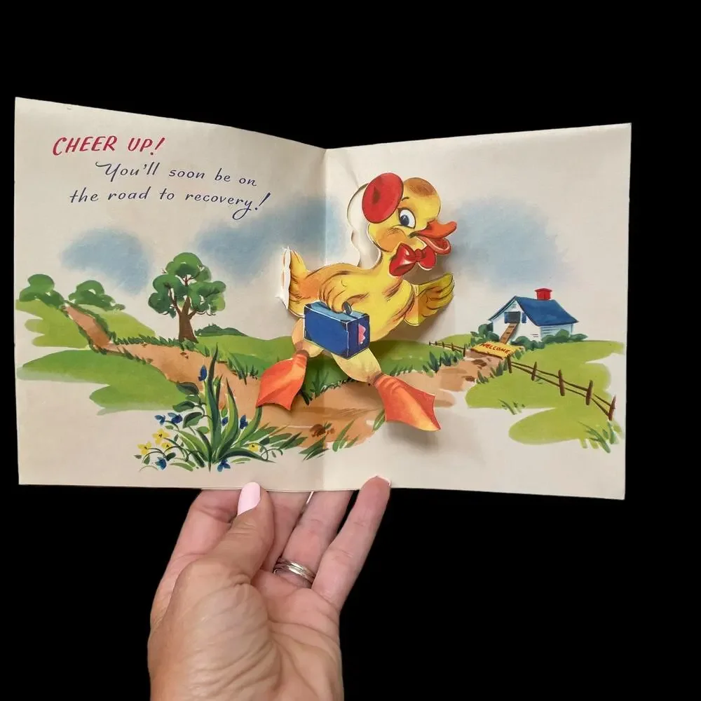 Vintage Pop Up Card Hit Parade Unused Greeting Card Get Well Illness Ephemera